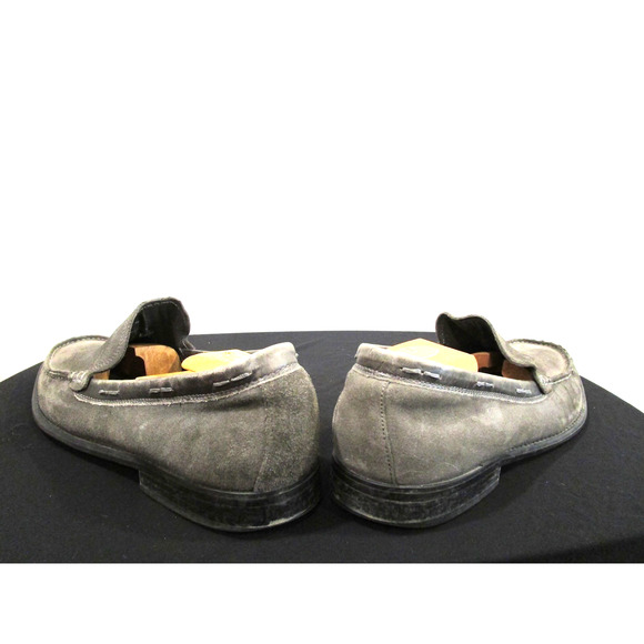 John Varvatos Gray Suede Leather Slip On Loafers Shoes Men Sz 13 M